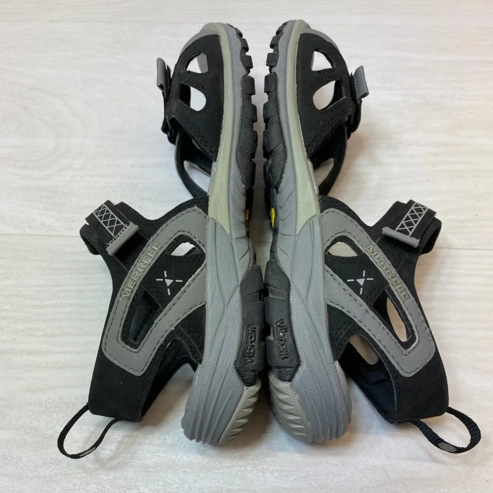 Merrell Womens 9 Sport Sandals Siren Black Grey Vibram Hiking Outdoor Strappy